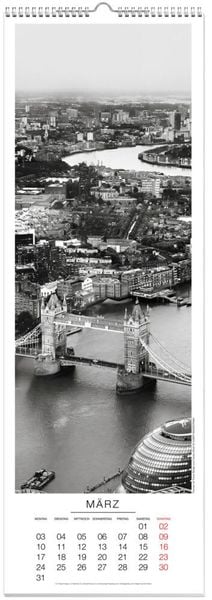 London s/w Panoramakalender 2025