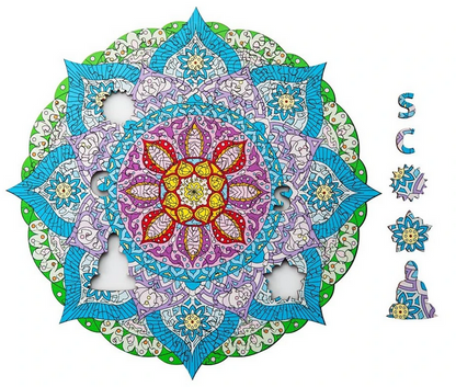 Holzpuzzle (Motiv: Mandala, 204 Teile, 28,5 x 28,5 cm)