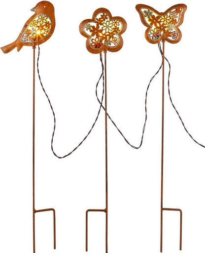 LED-Gartenstecker "Spring" 3er-Set