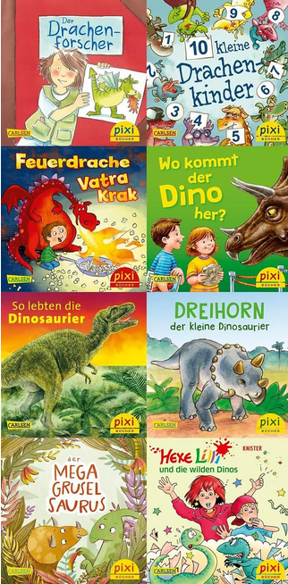 Pixi-8er-Set 279: Dinos und Drachen bei Pixi (8x1 Exemplar)