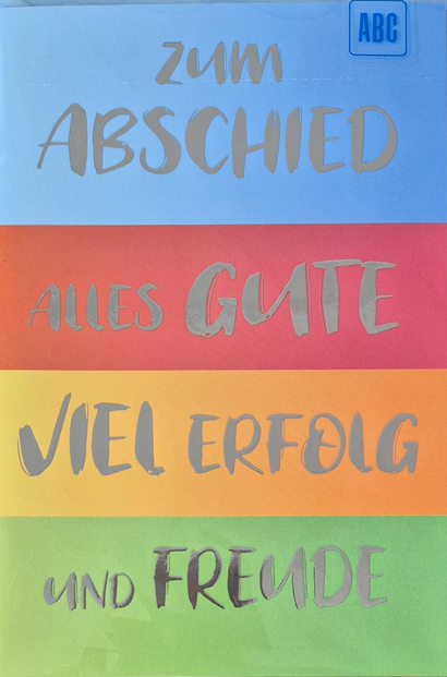 Zum Abschied alles Gute, viel Erfolg und Freude (B6)