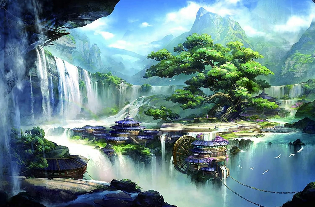 Holz-Puzzle "Asiatischer Wasserfall" 1000 Teile, 52 x 42 cm