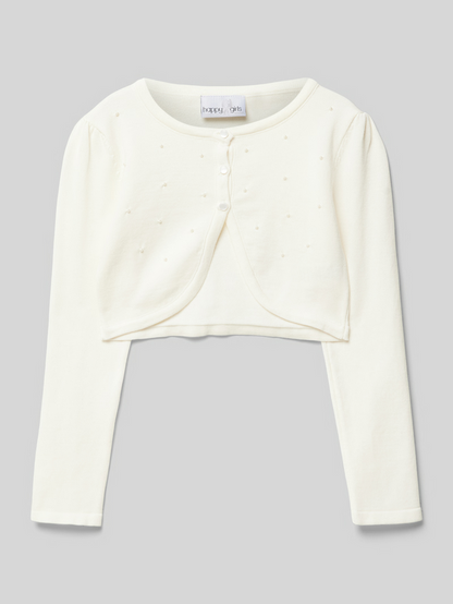 Bolero mit Ziersteinen besetzt – gebrochenes Weiss, Gr.152