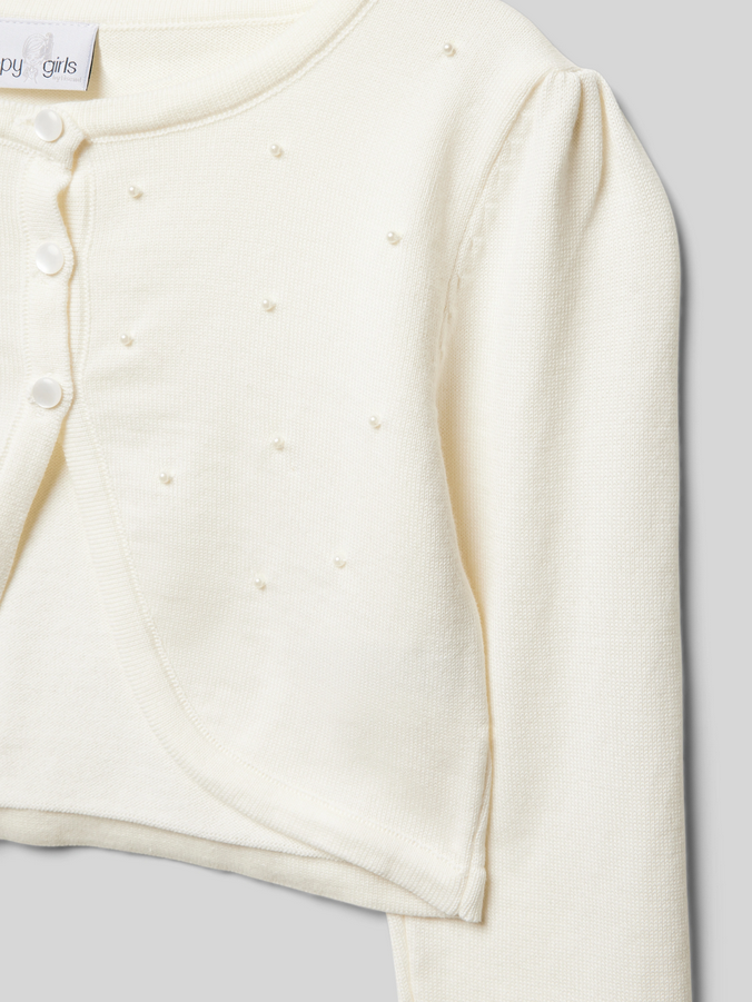 Bolero mit Ziersteinen besetzt – gebrochenes Weiss, Gr.152