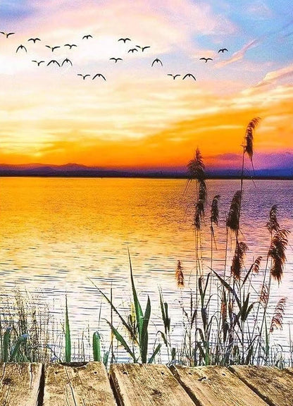 Diamond Painting "Sonnenuntergang Strand" 30 x 40 cm, 4er-Set