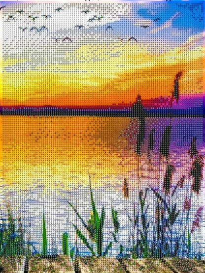 Diamond Painting "Sonnenuntergang Strand" 30 x 40 cm, 4er-Set