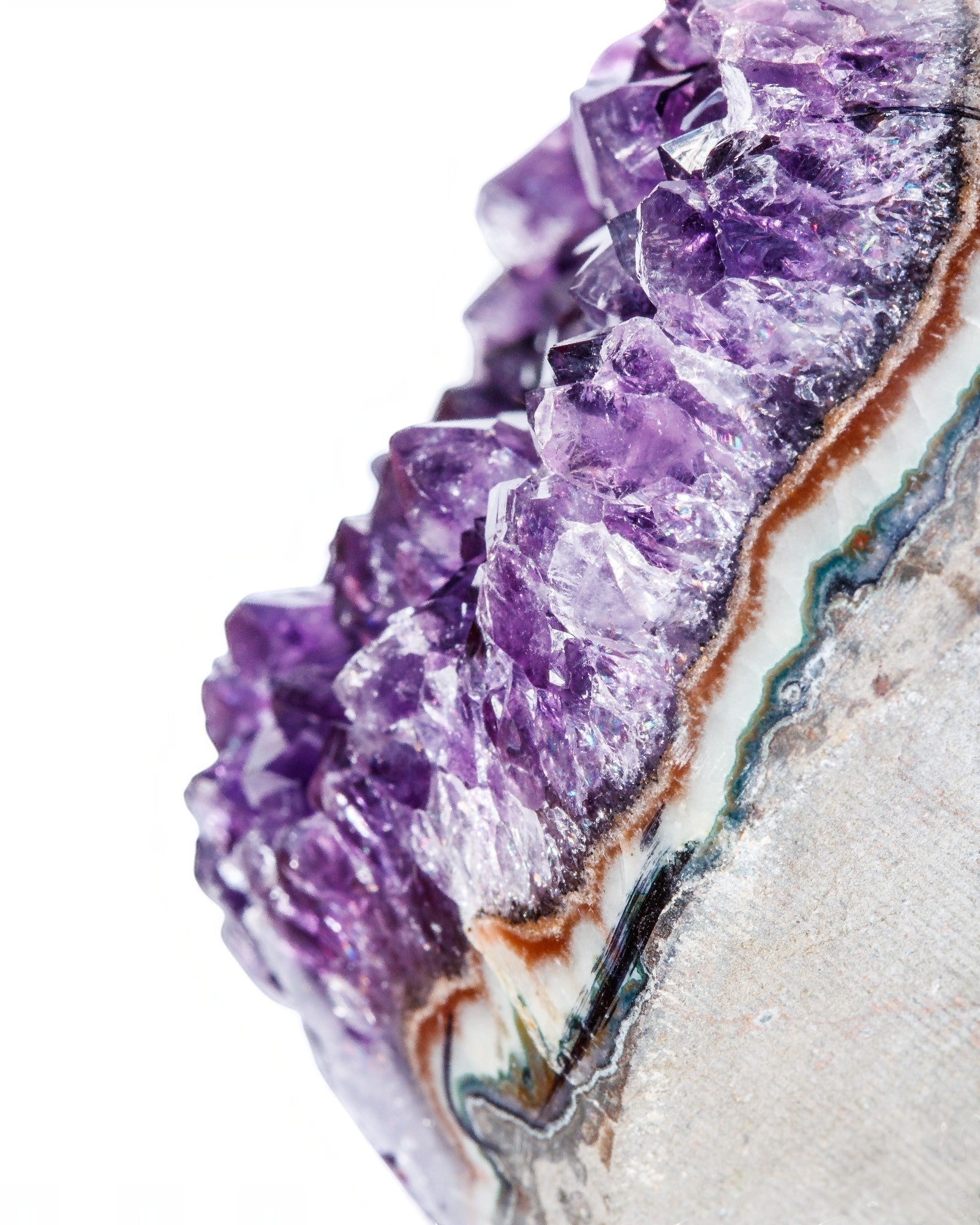 Elsita Jewelry Kaleidoscope II amethyst pendant featuring deep purple crystal clusters with natural white quartz edges