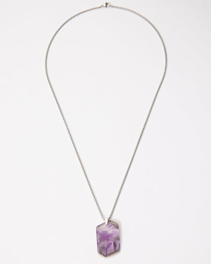 Elsita Jewelry Kaleidoscope II amethyst pendant necklace with a sterling silver bail and stainless steel chain.
