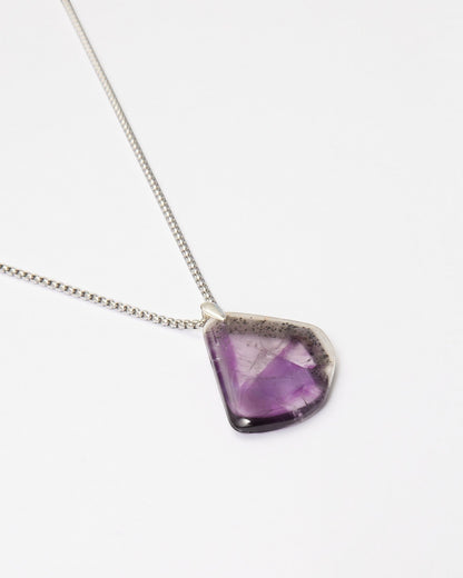 Elsita Jewelry Kaleidoscope I amethyst pendant necklace with purple crystal and sterling silver bail on steel chain