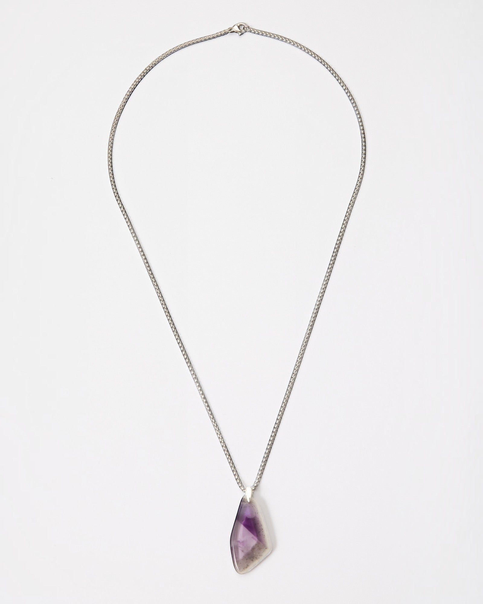 Elsita Jewelry Kaleidoscope IV amethyst pendant necklace with raw purple crystal and sterling silver on stainless chain