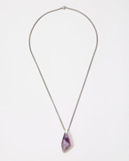 Elsita Jewelry Kaleidoscope IV amethyst pendant necklace with raw purple crystal and sterling silver on stainless chain