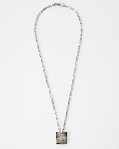 Elsita Jewelry Dune Night necklace featuring a square grey and black stone pendant on a silver chain