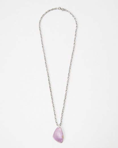 Elsita Jewelry Lilac necklace featuring a smooth, irregular lilac-colored stone pendant on a silver chain.