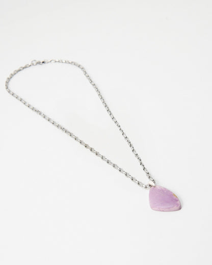 Elsita Jewelry Lilac necklace featuring a smooth, irregular light purple stone pendant on a silver chain.