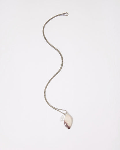 Elsita Jewelry Mauve IV necklace featuring a Hyacinth Jasper pendant and clear quartz on a sterling silver chain.