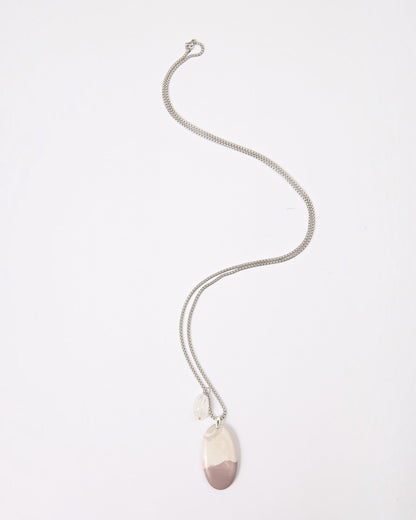 Elsita Jewelry Mauve II pendant necklace featuring a Hyacinth Jasper stone and clear quartz on a sterling silver chain