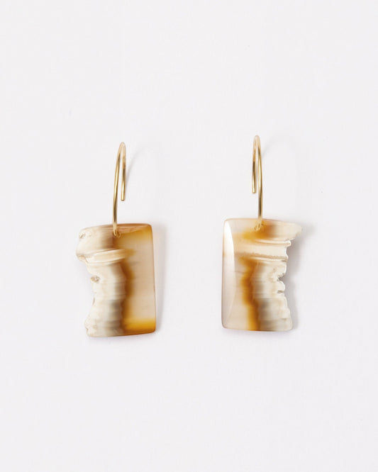Elsita Jewelry Wild 3 raw Indonesian agate earrings with natural banding on 14K gold-filled hoops