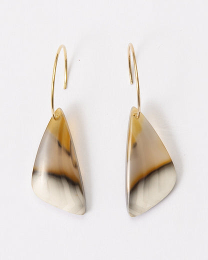 Elsita Jewelry Wild 4 raw Indonesian agate earrings featuring freeform stone slices on 14K gold-filled hoops.