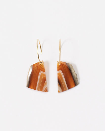Elsita Jewelry Wild 11 earrings featuring raw, freeform Indonesian agate slices on 14K gold-filled hoops.
